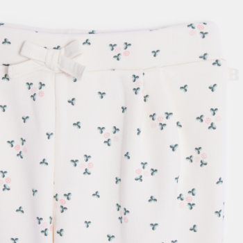 بنطال ميلتون أبيض بطبعة الأزهار للفتيات الصغيرات.